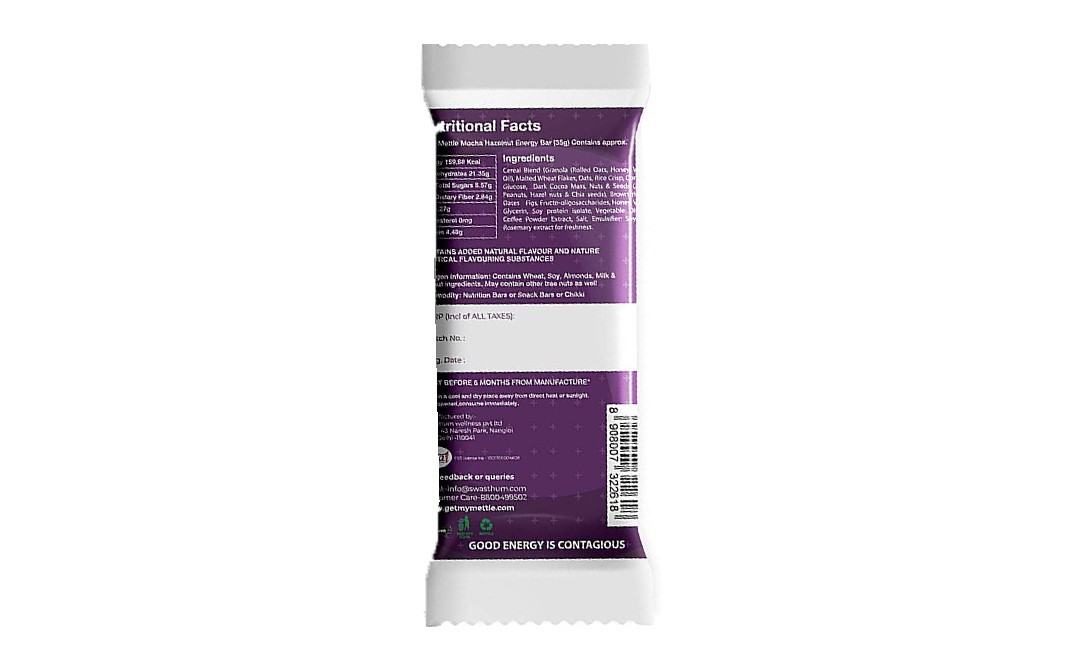 Mettle Mocha Hazelnut Energy Bar   Pack  35 grams